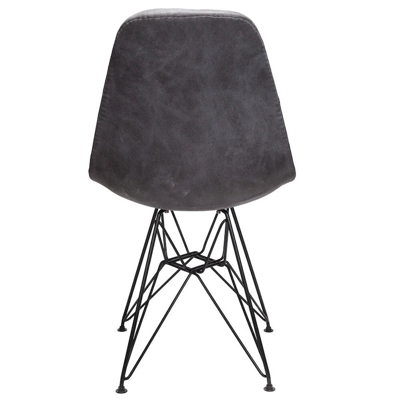 Cool Gray Leatherette Mid-Century Dining Chair with Black Steel Legs, 1-Person