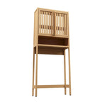 Natural Bamboo Over-Toilet Storage Shelf with 2-Door Cabinet, Freestanding, 1-Unit