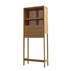 Natural Bamboo Over-Toilet Storage Shelf with 2-Door Cabinet, Freestanding, 1-Unit