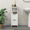13 W Narrow Floor Cabinet , 2-Drawer Bathroom Cabinet Organizer with Open Storage Shelf for Bath, Kitchen, Bedroom - White