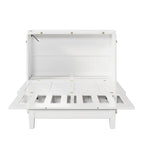 White/Gray Murphy Bed Cabinet with Charging Station & Storage Drawer, Queen, 1-Person