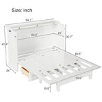 White/Gray Murphy Bed Cabinet with Charging Station & Storage Drawer, Queen, 1-Person