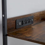 Brown 3-Tier Coffee Bar Cabinet with LED Strip, Glass Holder & Power Outlet – For 1