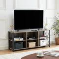 Gray Walnut & Rustic Oak 6-Shelf TV Stand Media Console, Fits up to 65" TV