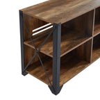 Gray Walnut & Rustic Oak 6-Shelf TV Stand Media Console, Fits up to 65" TV