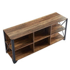 Gray Walnut & Rustic Oak 6-Shelf TV Stand Media Console, Fits up to 65" TV