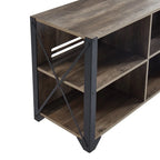 Gray Walnut & Rustic Oak 6-Shelf TV Stand Media Console, Fits up to 65" TV