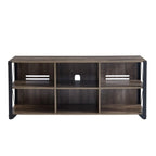 Gray Walnut & Rustic Oak 6-Shelf TV Stand Media Console, Fits up to 65" TV