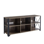 Gray Walnut & Rustic Oak 6-Shelf TV Stand Media Console, Fits up to 65" TV