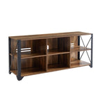 Gray Walnut & Rustic Oak 6-Shelf TV Stand Media Console, Fits up to 65" TV