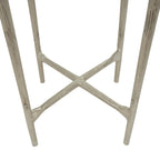 Gold / Silver Metal Textured Side End Table with Clear Glass Top, Modern Style, 1-Person