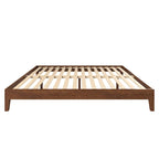 Brown King Platform Bed Frame, Solid Wood, 1-Person