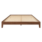 Brown King Platform Bed Frame, Solid Wood, 1-Person