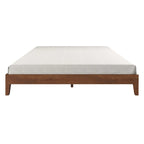 Brown King Platform Bed Frame, Solid Wood, 1-Person
