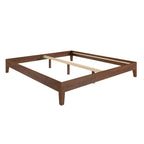 Brown King Platform Bed Frame, Solid Wood, 1-Person