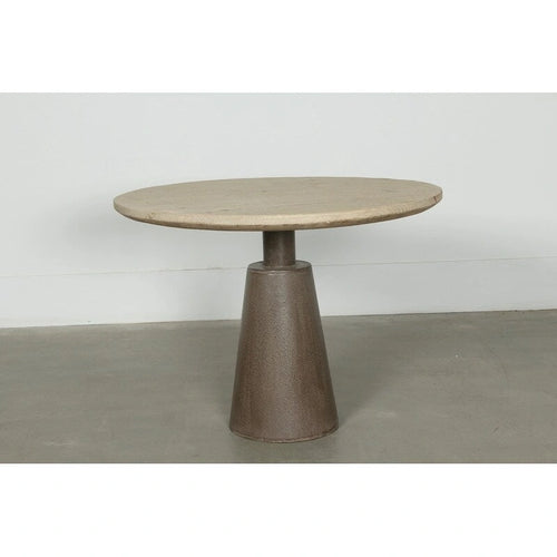 39" Round Pedestal Table, Weathered Natural Wood, Seats 2