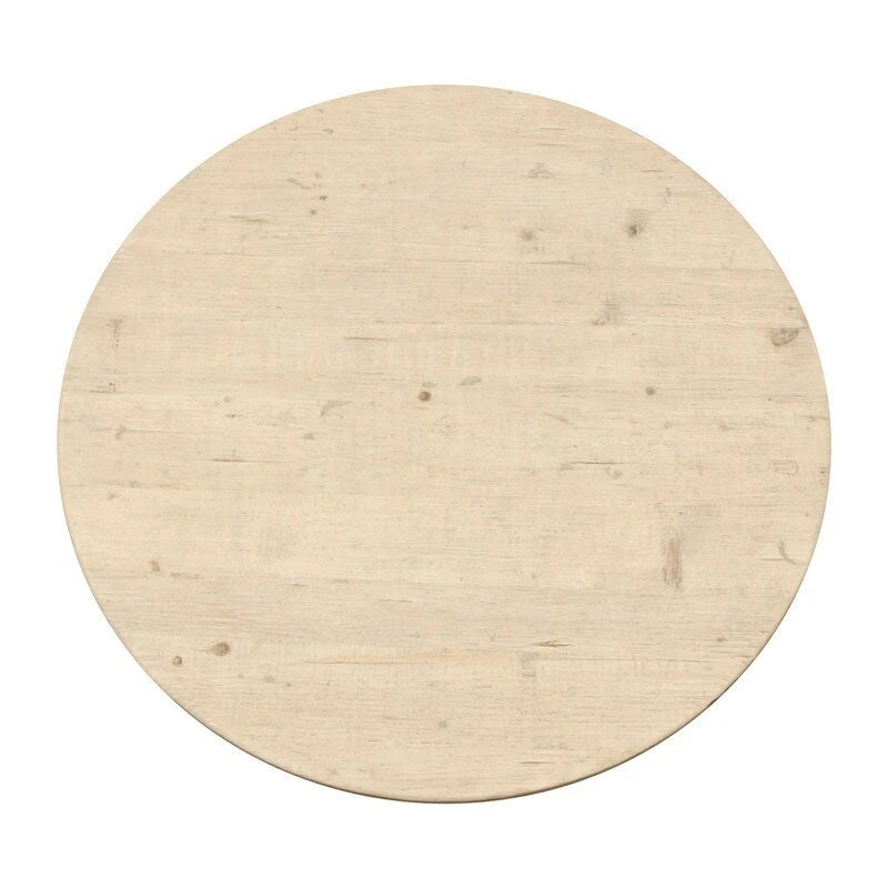 39" Round Pedestal Table, Weathered Natural Wood, Seats 2