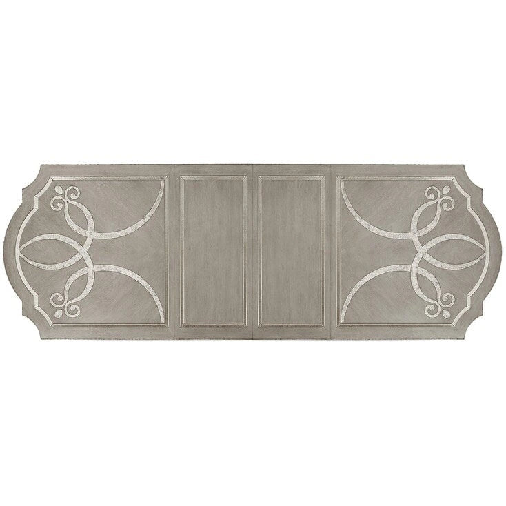 Greige Extendable Dining Table with Mirror Inlays, Seats 6–10