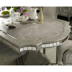 Greige Extendable Dining Table with Mirror Inlays, Seats 6–10