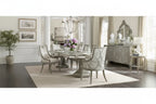 Greige Extendable Dining Table with Mirror Inlays, Seats 6–10