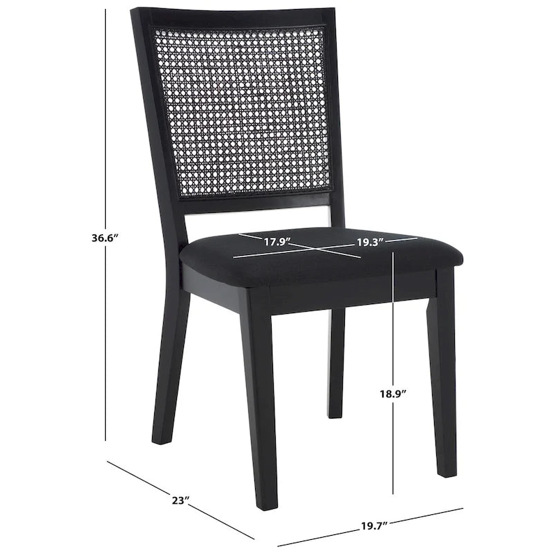 Black Rattan Back Dining Chair, Set of 2