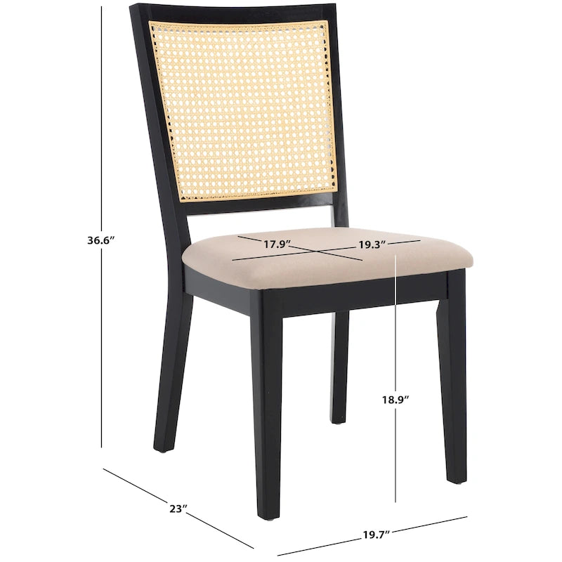Black Rattan Back Dining Chair, Set of 2