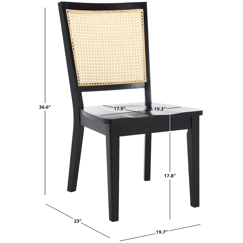 Black Rattan Back Dining Chair, Set of 2