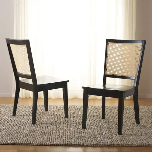 Black Rattan Back Dining Chair, Set of 2