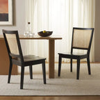 Black Rattan Back Dining Chair, Set of 2