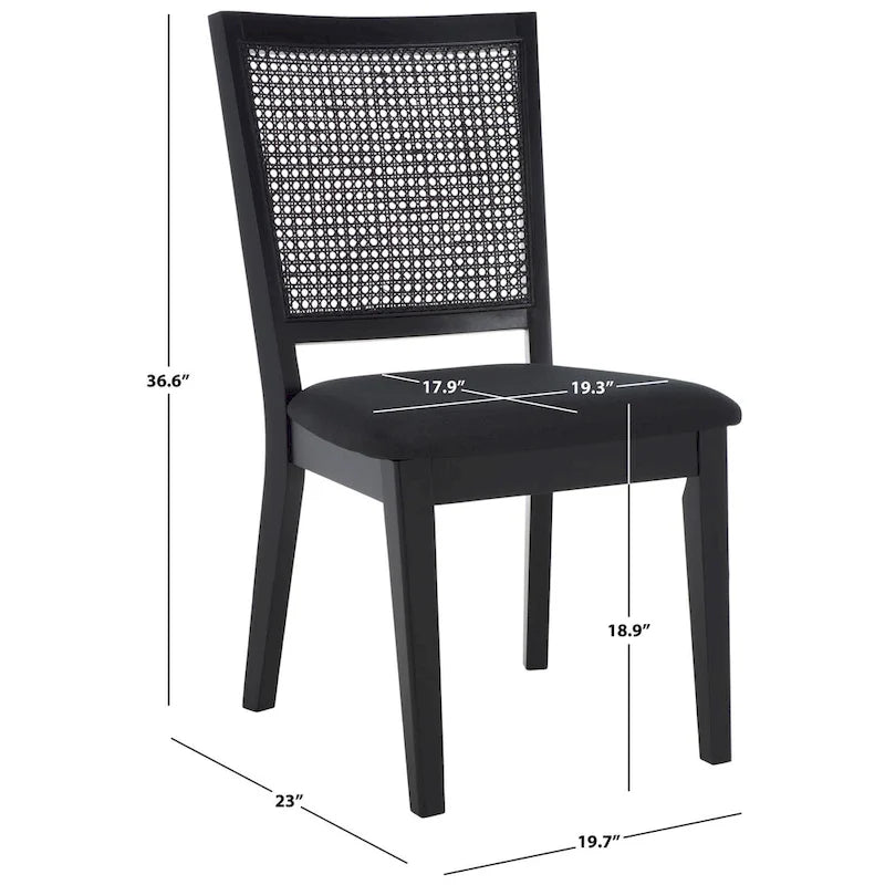 Black Rattan Back Dining Chair, Set of 2