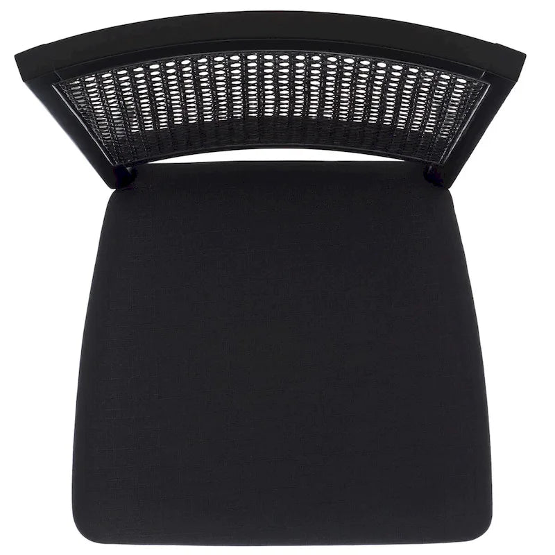 Black Rattan Back Dining Chair, Set of 2