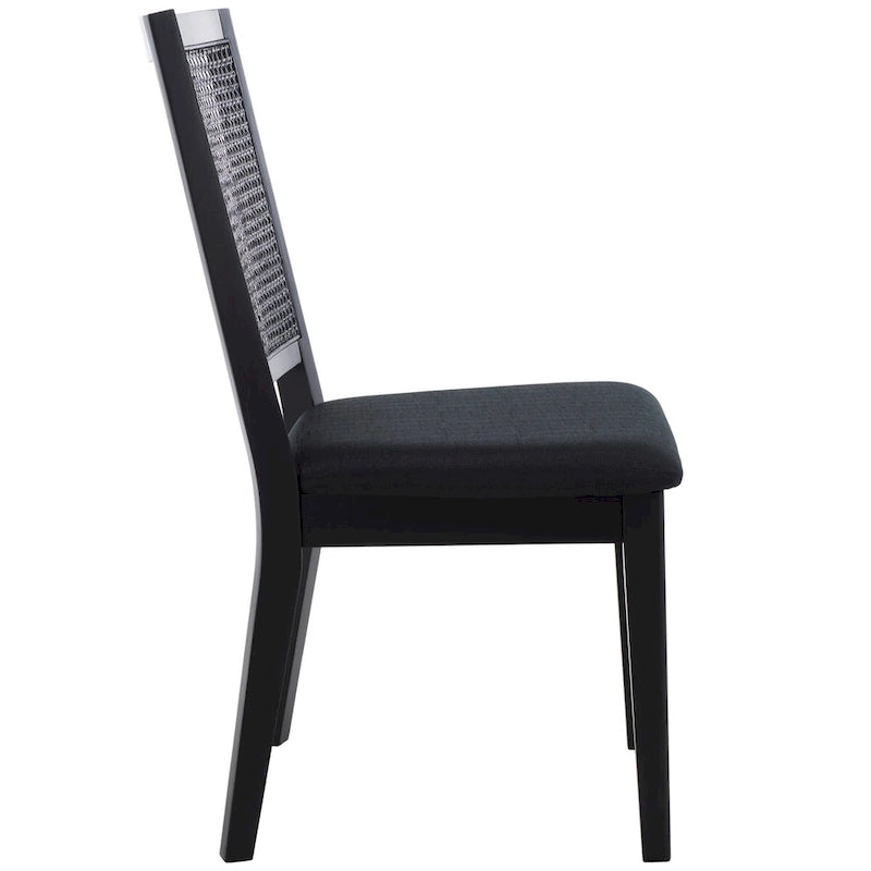 Black Rattan Back Dining Chair, Set of 2
