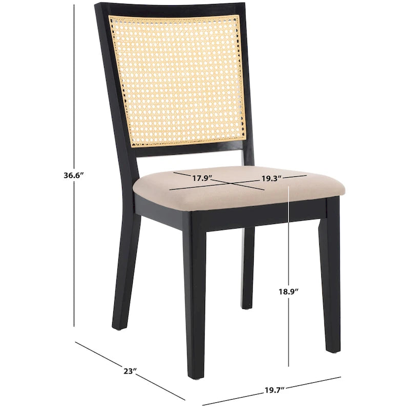 Black Rattan Back Dining Chair, Set of 2