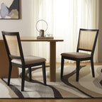 Black Rattan Back Dining Chair, Set of 2
