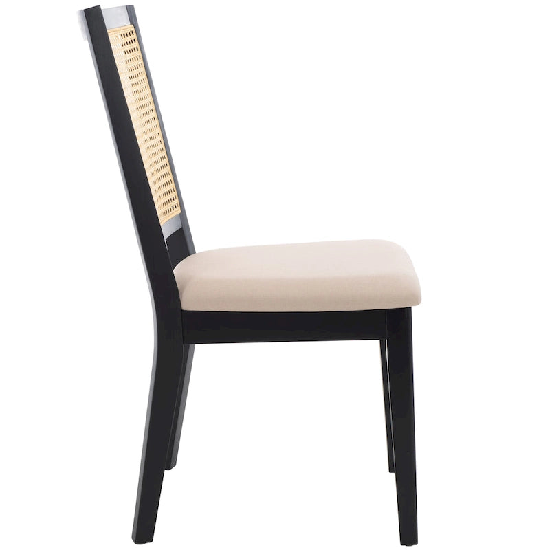 Black Rattan Back Dining Chair, Set of 2