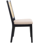 Black Rattan Back Dining Chair, Set of 2